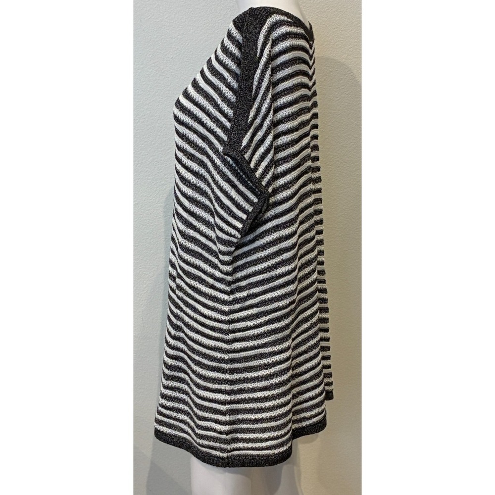 Coldwater Creek Womens Sleeveless Knit Striped Sweater Size 2X Black Lagenlook - Picture 3 of 11
